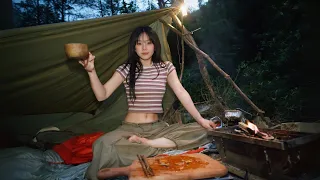 텐트없이 계곡에서 나홀로 생존하기 / 부쉬크래프트 /솔로캠핑