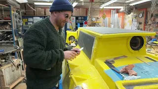 Petter covering the cables.