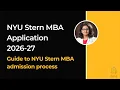 NYU Stern MBA 2026-27 Intake Deadlines and Application Guide