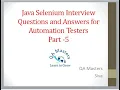 Java Selenium Interview Questions and Answers for Automation Testers - Part
