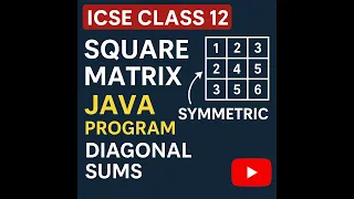 ISC Class 12 Java Symmetric Matrix Diagonal Sum Full Program Explained