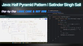 Java Pattern Printing Half Pyramid Number Pattern for Beginners Step-by-Step Logic Code Dry Run