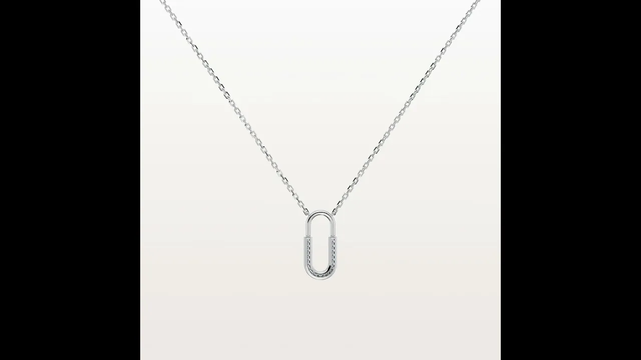 Pave Lab-Grown Diamond U-Link Motif Pendant Necklace in 14K Gold/Platinum
