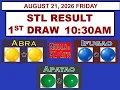 STL 1st Draw 1030am Result STL Ifugao Apayao August 21 2026 FRIDAY
