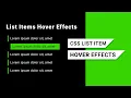 CSS List Item Hover Effects Html CSS Tutorial