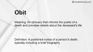 Obit Meaning