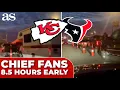 CHIEFS FANS defy 18-degree WEATHER ARRIVE 8 5 HOURS EARLY to tailgate at ARROWHEAD