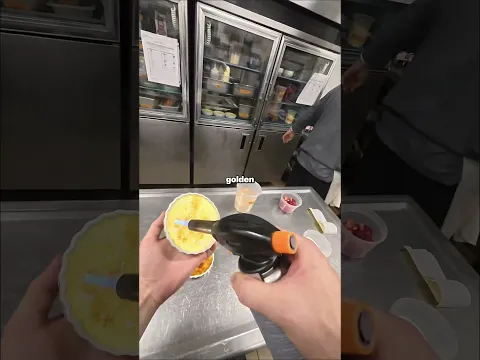 Making an order of Crème Brûlée.