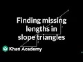 Finding missing lengths in slope triangles 8th grade math IM v 360 aligned Khan Academy