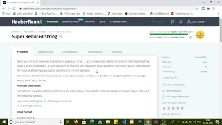 Solve Super Reduced String Problem on Hacker Rank using C