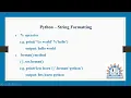 String formatting in Python programming in Tamil