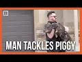 Police Officer Tackles Runaway Pig to the Ground