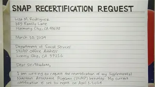 How To Write A SNAP Recertification Request Letter Step by Step Guide Writing Practices