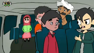 عم ميحسن في الميكروباص مع العيال المدلدلة   كارتون صعيدي دندنها