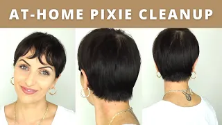 TRIM YOUR PIXIE AT HOME HAIRCUT TUTORIAL Clean Up Your Short Hair At Home Using Clippers Unisex