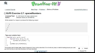 Java Practice It 2 7 spacedNumbers nested for loops