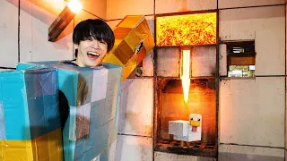1000℃の溶岩でチキンを焼ける装置を作ってみた【リアルマイクラ】