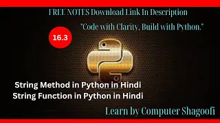 Python Part 16 3 String Methods in Python in Hindi computershagoofi