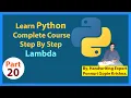 Learn Python Complete Course Step By Step Lambda By Ponnuri Gopie Krishna Part - 20