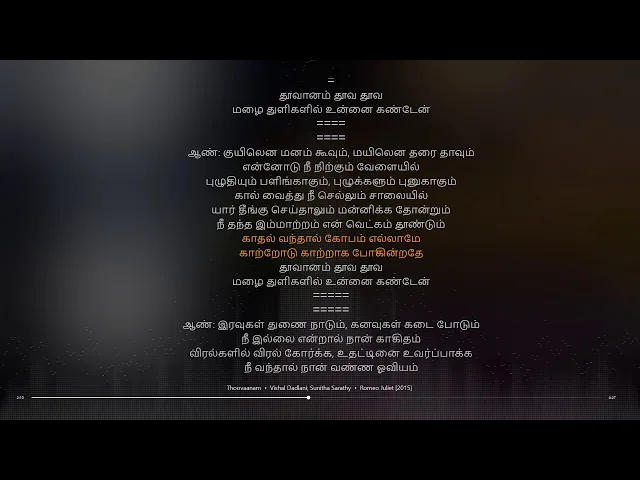 Download MP3 Thoovaanam Tamil Lyrical song