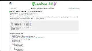 Java Practice It 5 13 sentinelMinMax while loop sentinel if statements scanner user input
