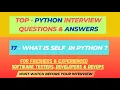 17 - What is self in Python Python Interview Questions for Dev Freshers Experienced