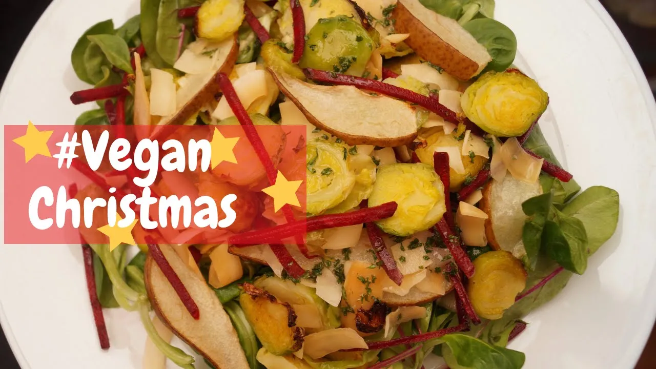 Roasted Pear, Brussels Sprouts & Toasted Coconut Salad   VEGAN CHRISTMAS SIDE DISH