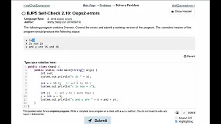 Java Practice-it Primitive Data and Definite Loops Self-Check 2 10 Oops2-errors