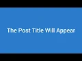 Solved Title Not Appearing In WordPress