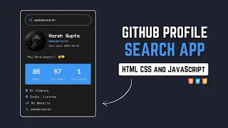 Github Profile Search App in HTML CSS Javascript Github Profile Search App in Javascript