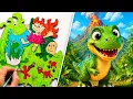 Coloring Dinosaur Wooden Puzzles and Drawing Dinosaurs 1-10