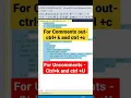 Shortcut key for Comments out and Uncomments Queries Microsoft SQL server SSMS