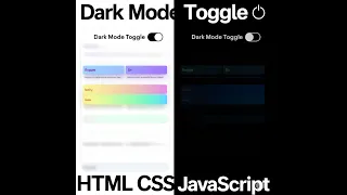 Dark Mode Toggle Using HTML CSS JavaScript UI Design Tutorial