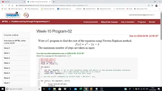 Problem solving with programming in c Programming assignment week 10 nptel 2020