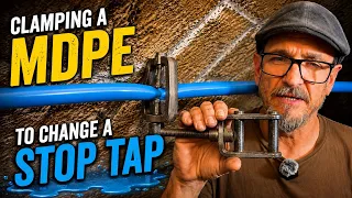 Clamping MDPE to change a stop tap