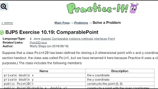 Java Practice It Exercise 10 19 ComparablePoint classes comparable instance methods