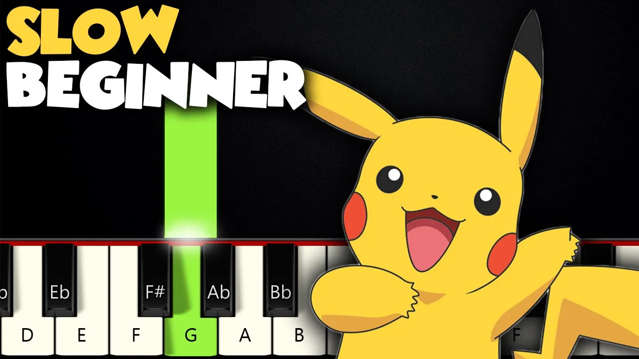 Pokemon Theme Song | SLOW BEGINNER PIANO TUTORIAL + SHEET MUSIC By Betacustic