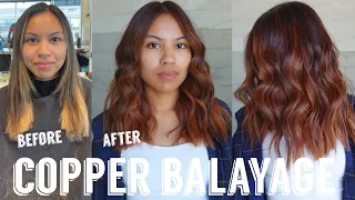 Trendy Copper Red Balayage Vibrant Hair Transformation