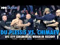 Download Lagu Dricus Du Plessis, Khamzat Chimaev RESTRAINED at final faceoff | UFC 319 ceremonial weigh-ins