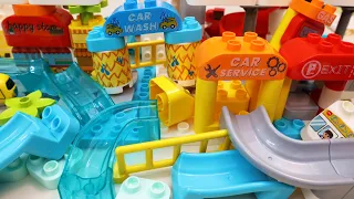 Satisfying Building Blocks Marble Run | Car Wash and Parking