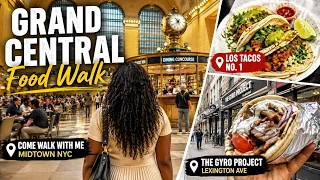 POV Walk in NYC Grand Central Dining Concourse Los Tacos No 1 The Gyro Project 4K