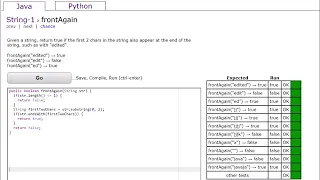 CodingBat Java frontAgain