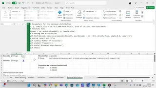 Create a binomial distribution and perform tests using Python in Excel
