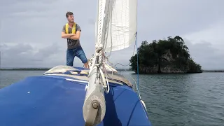 SAILING ALONE in tropical RAIN (to a National Park in the Dominican Republic, Relaxing Sounds, ASMR)