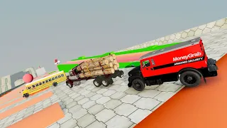 Heavy Vehicle Deadly Descent With Bumps & Ramps Insane Testing #3 - BeamNG.drive Downhill Descent