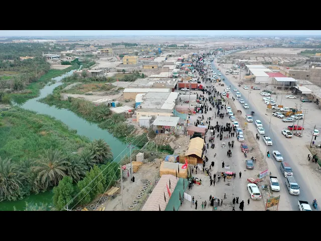 ⁣البصرة - قضاء المدينة تصوير جوي مسيرة زوار الاربعين 1445 هــــ 2023 م