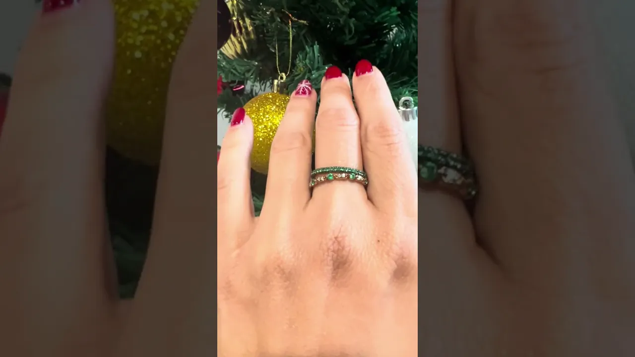 14K Diamond & Emerald Vintage Deco Stacking/Wedding Ring