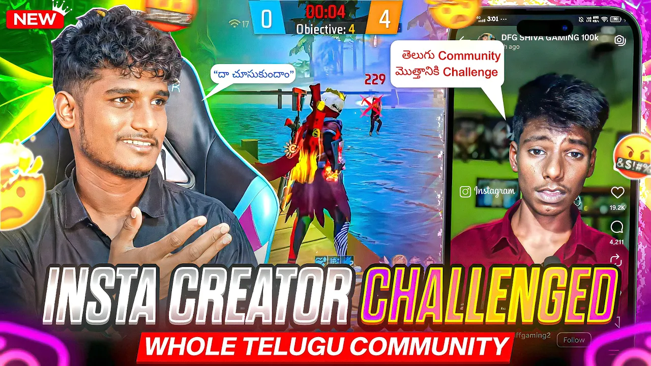 INSTAGRAM CREATOR CHALLENGING🥵 #WHOLE TELUGU COMMUNITY 😡FOR 1V1 ? 😱#freefire #freefiretelugu #ff