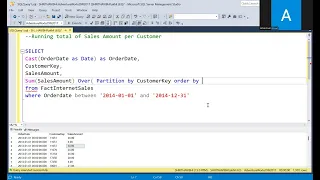 SQL Window function Partition By How to calculate Running Total of Sales Amount