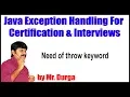 Java Exception Handling Need of throw keyword by Durga Sir
